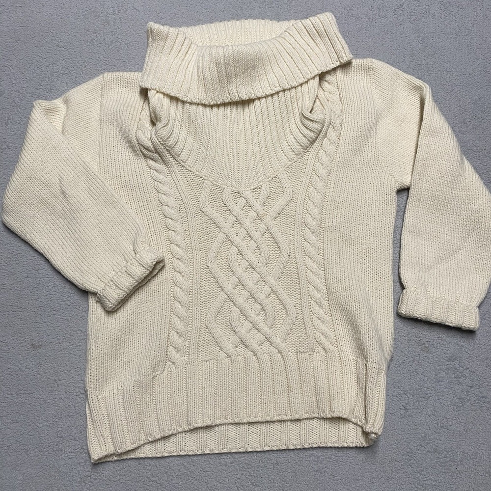 Peregrine Sweater Womens Large Ivory Wool Turtleneck Chunky Knit UK Jumper